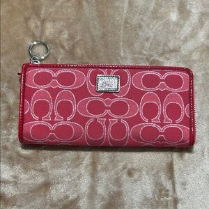 Coach Red and Silver Signature Wallet